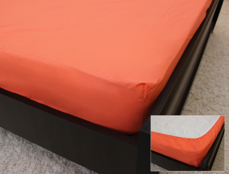Комплект простирадла на резинці з наволочками (180*200*25) кораловий