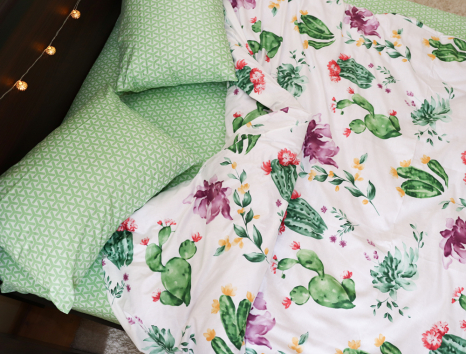 Двуспальный набор постельного белья 180*220 из Сатина №004AB Черешенка™