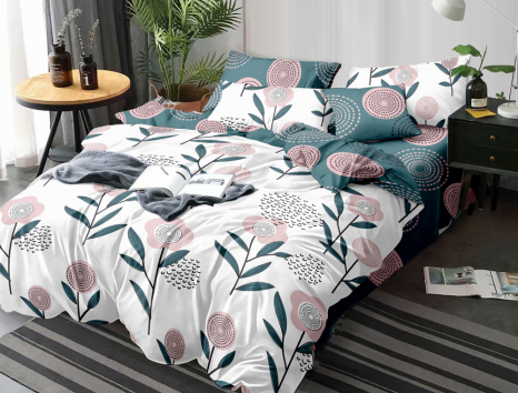 Двоспальний набір постільної білизни 180*220 із Сатину №1731AB Черешенка™