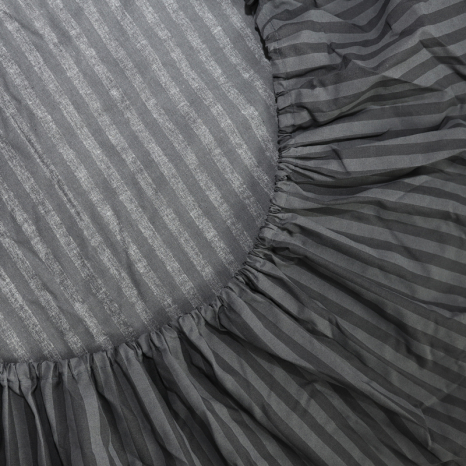 Простынь на резинке (160*200*25) в полоску графитовая №10027