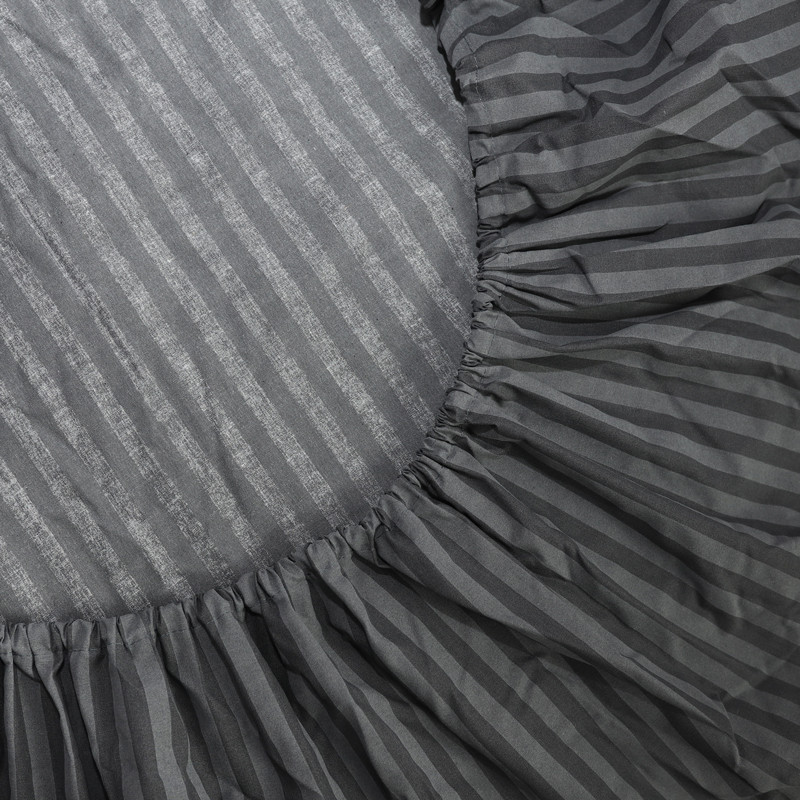 Простынь на резинке (160*200*25) в полоску графитовая №10027