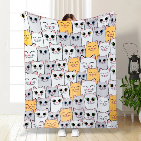 Плед с 3D-принтом 135*160 "Оранжевые Кошки" №20222335