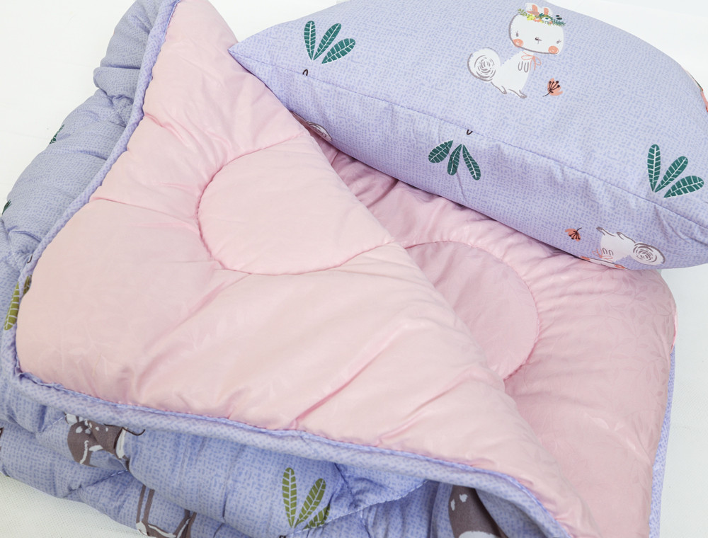 Комплект дитяча ковдра 105x135 + подушка 50x50 (мікрофібра/холлофайбер) №2113