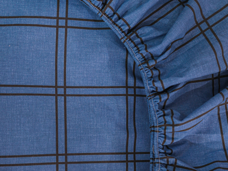 Простирадло на резинці (120*200*25) синє у клітинку №661473