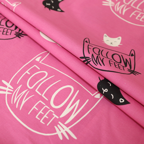 Тканина для постільної білизни Бязь "Gold" Lux "Слідуй за моїми ногами" GL1466 (A+B) - (50м+50м)