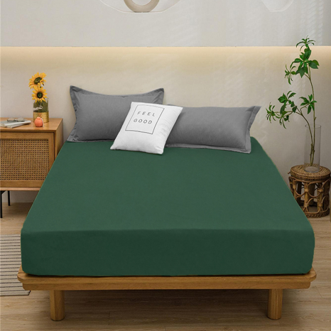Простирадло на резинці (180*200*25) темно-зелене №1034