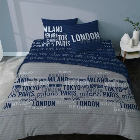 Тканина для постільної білизни Бязь "Gold" Lux "Столиці країн (білий)" GL1440 (A+B) - (50м+50м)