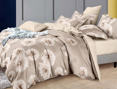 Семейный набор хлопкового постельного белья из Бязи "Gold" с простынью на резинке №144731AB Черешенка™