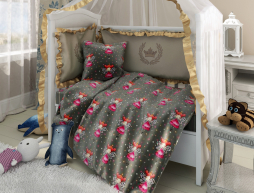 Ткань для постельного белья Бязь "Gold" Lux детская "Феи (серый)" GLB121