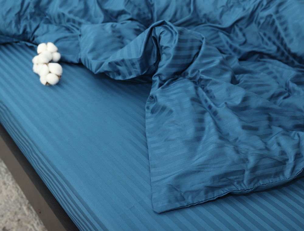 Двоспальний набір постільної білизни 180*220 зі Страйп Сатину №18-4032 Черешенка™