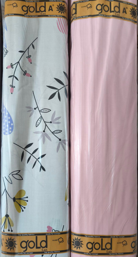 Ткань для постельного белья Бязь "Gold" Lux GL1062pink (A+B) - (50м+50м)