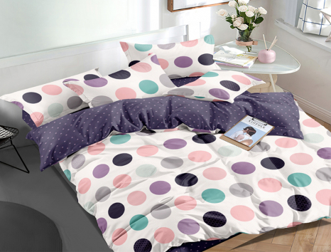 Полуторний набір постільної білизни 150*220 із Сатину №025AB Черешенка™