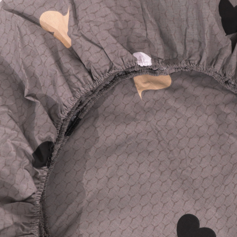 Простирадло на резинці (160*200*25) сіре з сердечками №661928