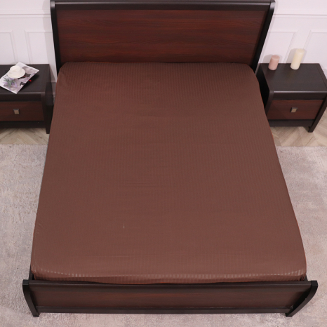 Простынь на резинке (120*200*25) коричневая полоска №1230