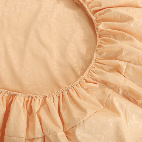 Простынь на резинке (120*200*25) с веточками на оранжевом №9955