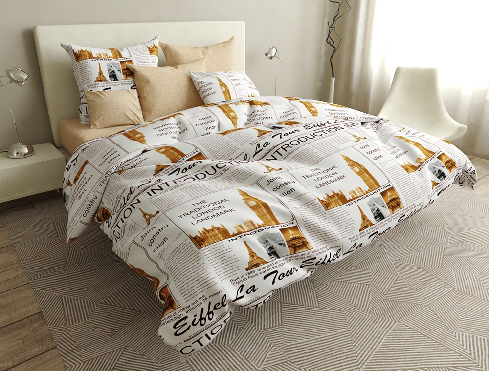 Євро-максі набір постільної білизни 200*220 із Бязі "Gold" з простирадлом на резинці №144511AB Черешенька™