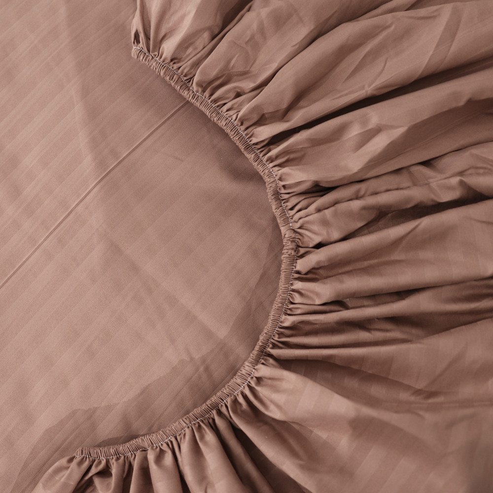 Простирадло на резинці (140*200*25) коричнева смужка №8583