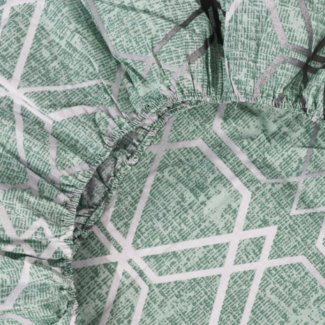 Простирадло на резинці (140*200*25) зелена геометрія №661236