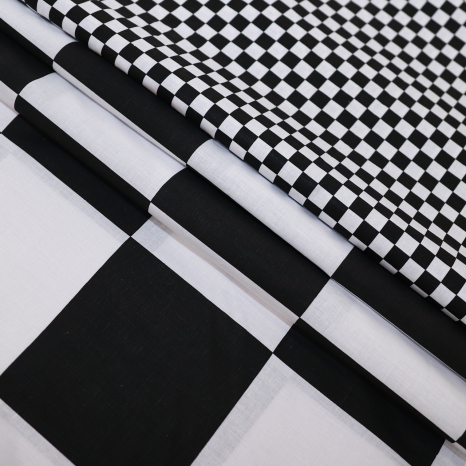 Ткань для постельного белья Бязь "Gold" Lux "Шахматная доска" GL1522 (A+B) - (50м+50м)