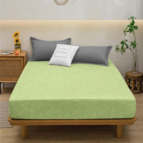 Простирадло на резинці (160*200*25) з гілочками на зеленому №8844