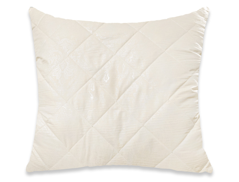 Подушка стьобана 70*70 мікрофібра/холлофайбер (кремова) без блискавки