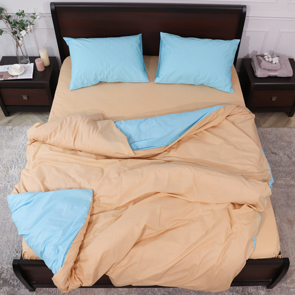 Євро-максі набір однотонної постільної білизни 200*220 із Бязі "Gold" №155519AB Черешенка™