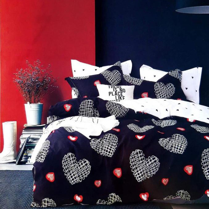 Тканина для постільної білизни Бязь "Gold" Lux "Історія кохання" GL1601 (A+B) - (50м+50м)