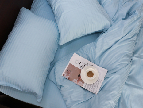 Двоспальний набір постільної білизни 180*220 зі Страйп Сатину №14-4313 Черешенка™