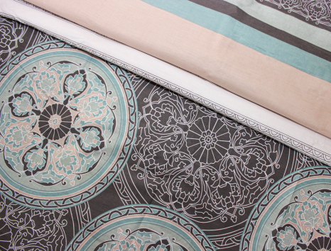 Тканина для постільної білизни Бязь "Gold" Lux "Орнамент (геометричний, сірий)" GL2055