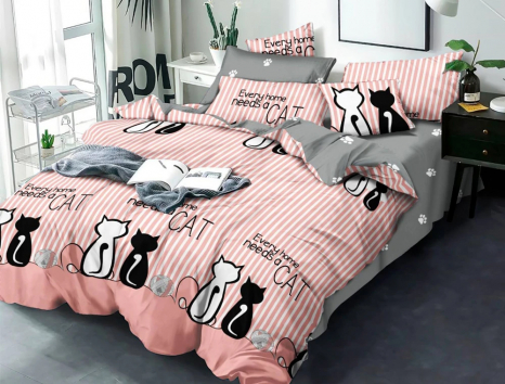 Двоспальний набір постільної білизни 180*220 із Бязі "Gold" з простирадлом на резинці №144945AB Черешенка™