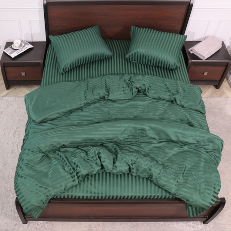 Полуторний набір постільної білизни 150*220 із мікрофібри в смужку №202010 Черешенька™