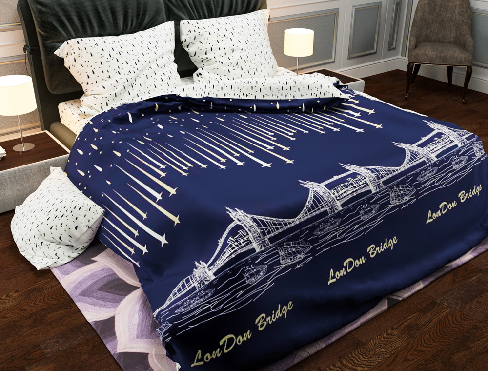 Полуторний набір постільної білизни 150*220 із Бязі "Gold" №151314AB Черешенка™