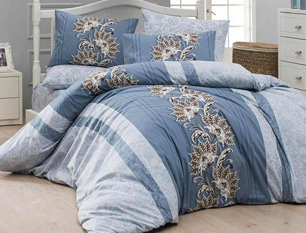 Євро-максі набір постільної білизни 200*220 із Ранфорсу Nell Turkuaz First Choice™