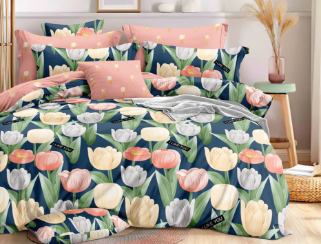 Двоспальний набір постільної білизни 180*220 із Сатину №44225AB Черешенка™