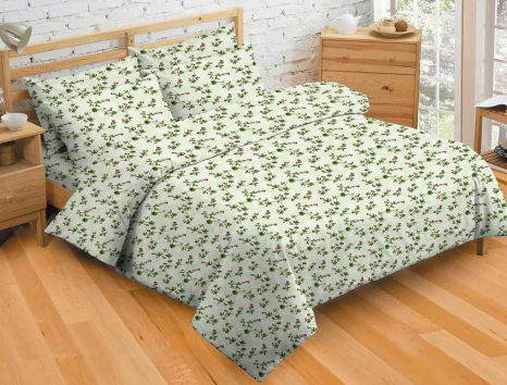 Тканина для постільної білизни Бязь "Gold" "Красиві весняні квіти" GLL12988green