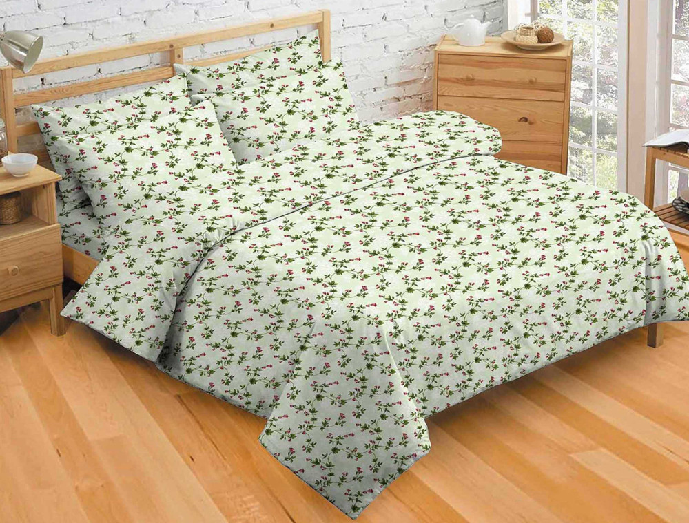 Тканина для постільної білизни Бязь "Gold" "Красиві весняні квіти" GLL12988green