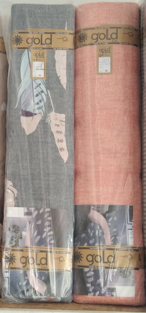 Тканина для постільної білизни Бязь "Gold" Lux GL1526grey (A+B) - (50м+50м)