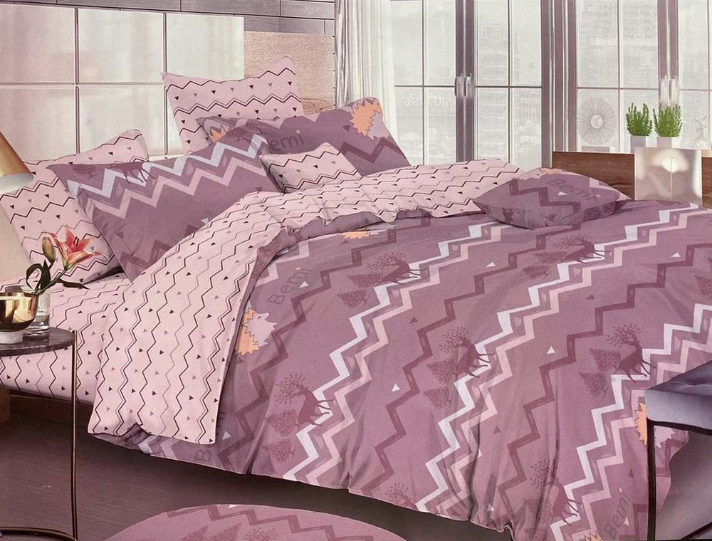 Сімейний набір постільної білизни із Бязі "Gold" з простирадлом на резинці №147534AB Черешенька™