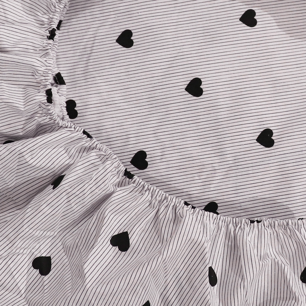 Простирадло на резинці (180*200*25) серця на білому №6650991