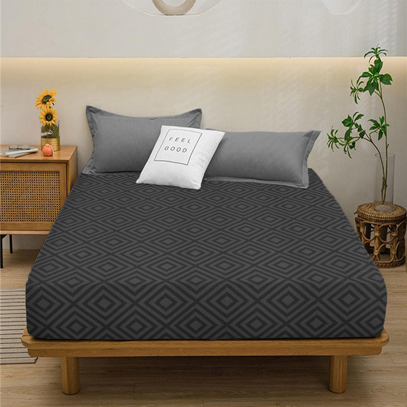 Простирадло на резинці (180*200*25) чорний ромб №132