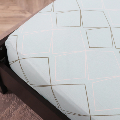 Простирадло на резинці (160*200*25) блакитне з геометричним принтом №661164