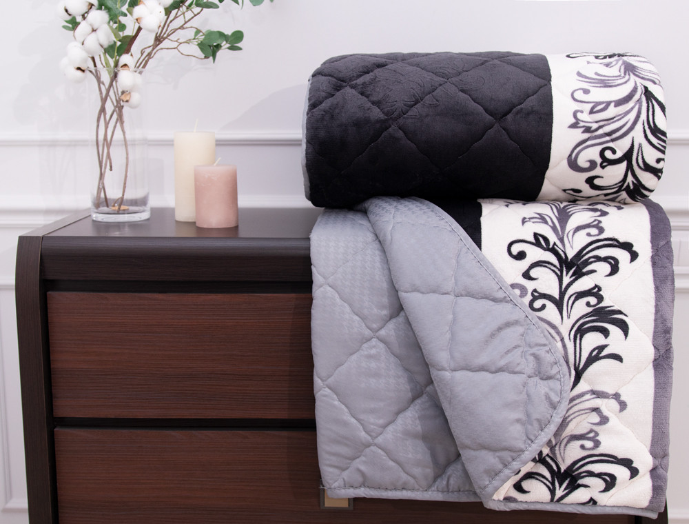 Двоспальне флісове стьобане покривало №55026