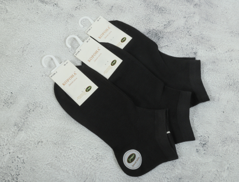 Женские носки Корона короткие чёрные дикий шёлк (36-41) №BY296-2