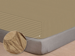 Простирадло на резинці (180*200*25) капучино смужка №10041