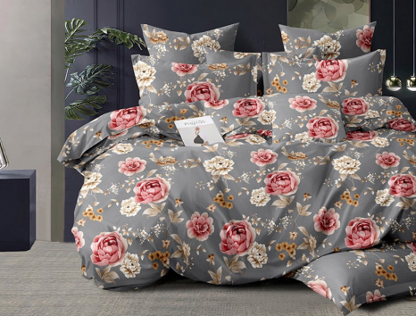 Полуторний набір постільної білизни 150*220 із Сатину №44236 Черешенка™