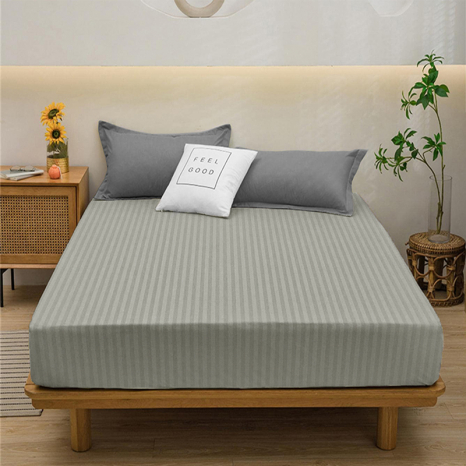 Простирадло на резинці (90*200*25) сіра смужка №10049