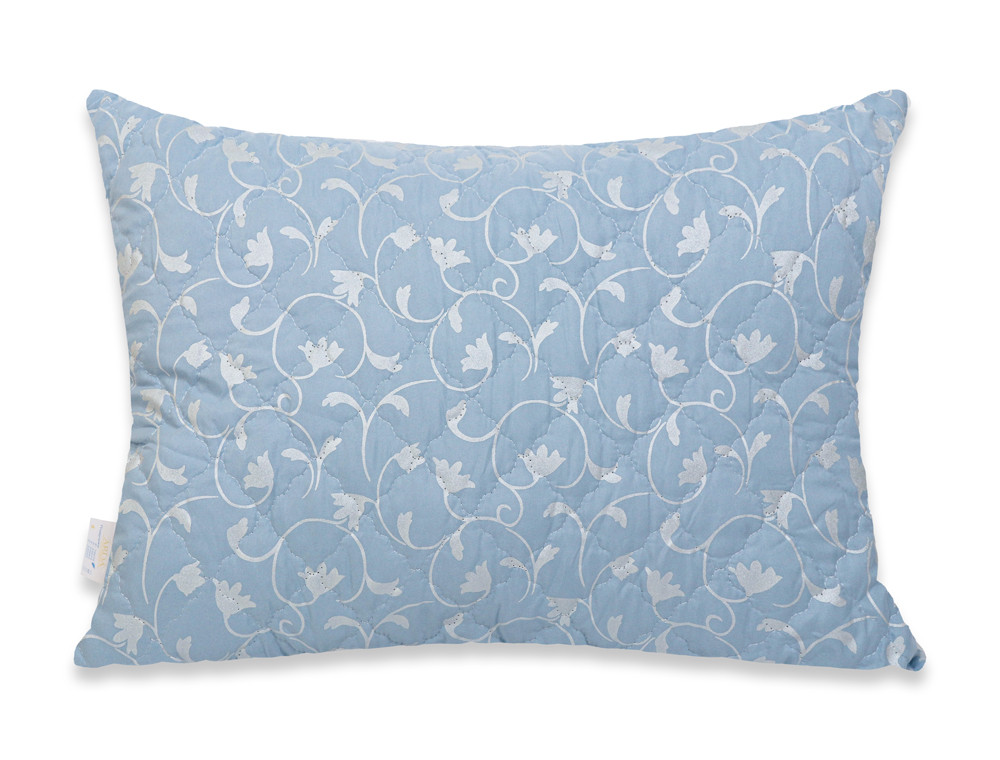 Подушка стьобана на блискавці 50*70 мікрофібра/холлофайбер (синя)