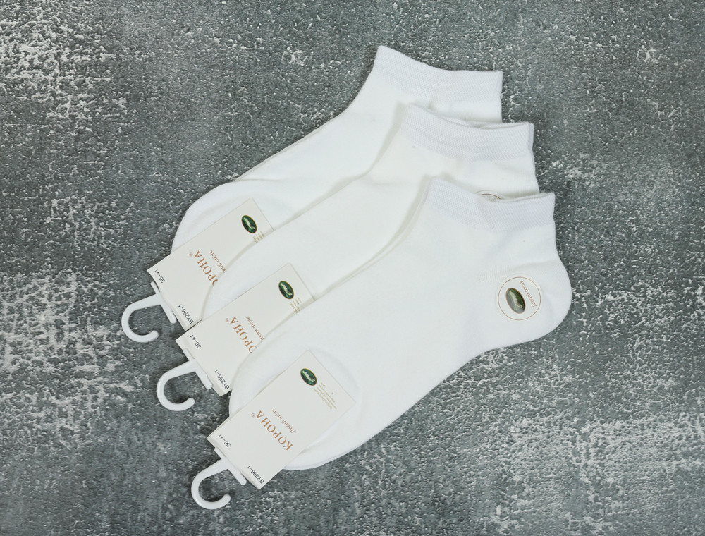 Женские носки Корона короткие белые дикий шёлк (36-41) №BY296-1