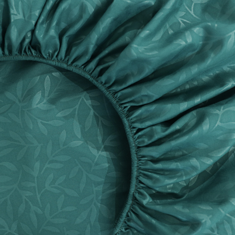 Простынь на резинке (120*200*25) с веточками на зелёном №9936