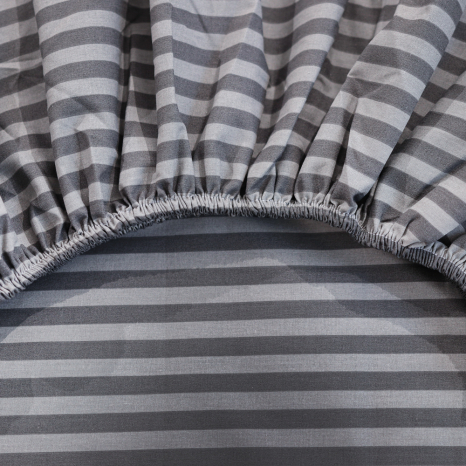 Простынь на резинке (180*200*25) серая полоска №660905